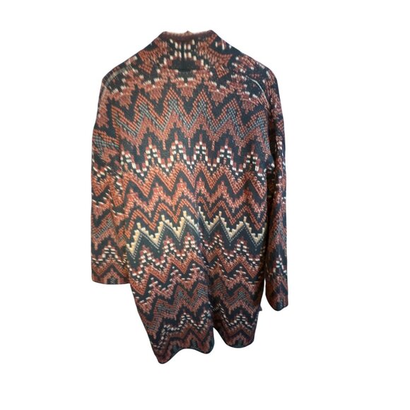 Lucky Brand Womens Zigzag Pattern Open Front Cardigan Sweater L Wool & Acrylic B - Picture 5 of 5